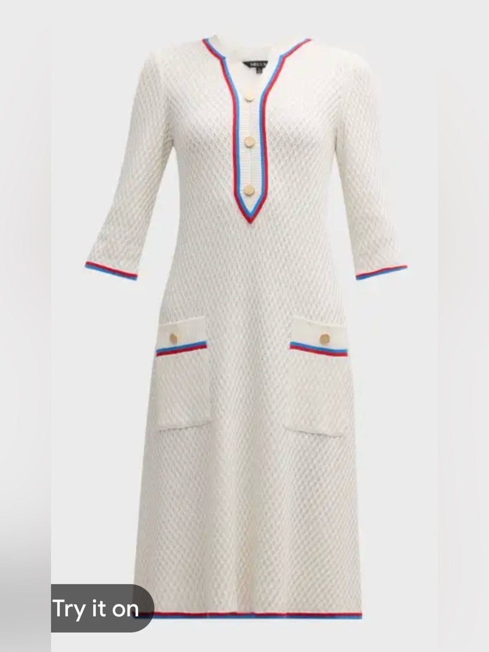 Misook Diamond Stitch Sheath Sweater Dress Size M $378 *flaw - Picture 7 of 12